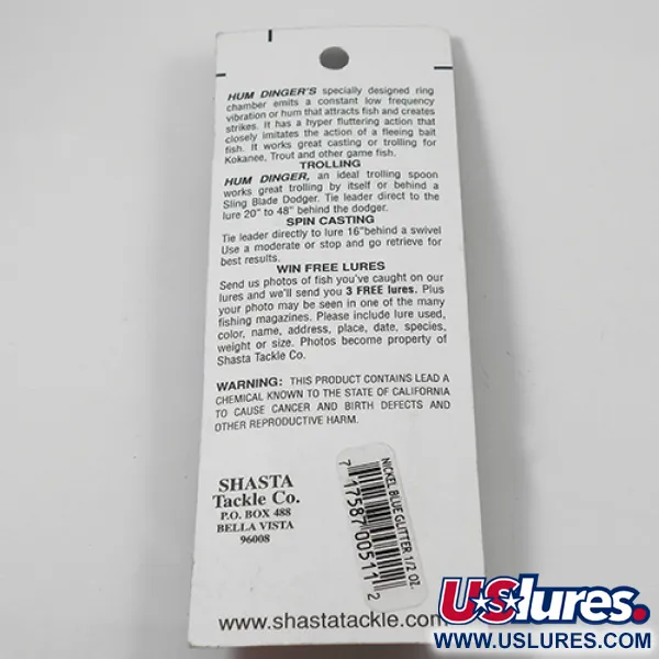 Shasta Humdinger Cucharilla Curricán, Níquel / Azul, 14g, #2049