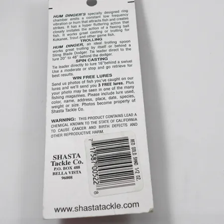 Shasta Humdinger Cucharilla, Arena Dorada/Rojo, 14g, Sónica, #2051