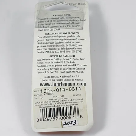 Luhr Jensen Krocodile Die #3 Cucharilla, Rainbow Trout, 10g, USA, #2073