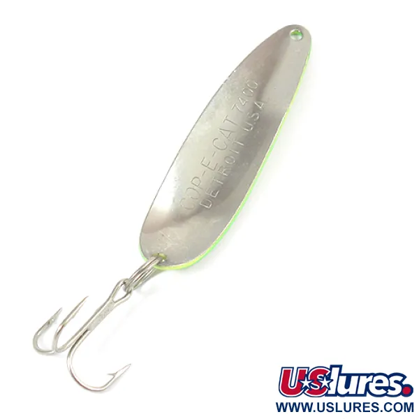 Dardevle Cop-E-Cat 7400 Cuchara, Amarillo/Verde/Níquel, 14g, Panal, #2094