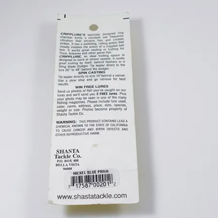 Shasta Cripplure Cucharilla, Níquel/Azul, 7g, Cámara vibrante, #2103