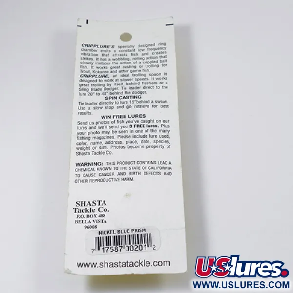 Shasta Cripplure Cucharilla, Níquel/Azul, 7g, Cámara vibrante, #2103