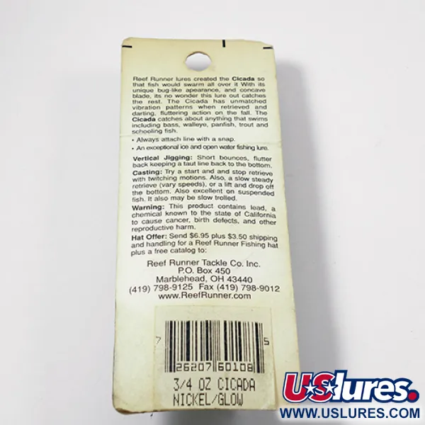 Reef Runner Cicada Pala Vibratoria, Níquel, 21g, Vintage USA, #2157