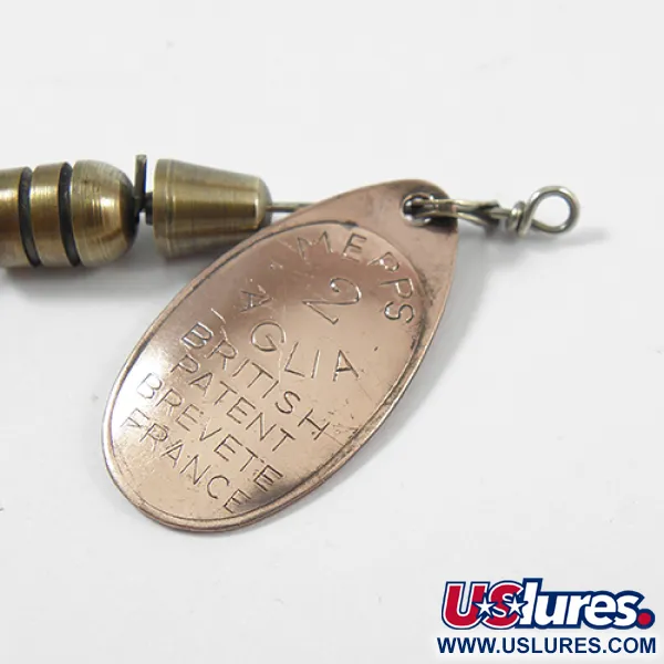 Mepps Aglia 2 Cucharilla, Cobre, 4.5g, Hoja estampada, #2158