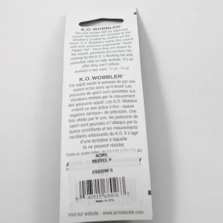 Acme K.O. Wobbler UV Cuchara, Níquel/UV, 21g, Brillo UV, #2216