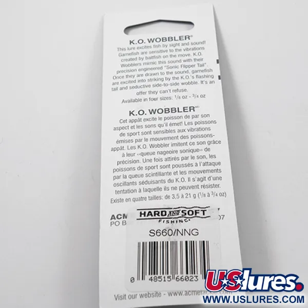 Acme K.O. Wobbler Cucharilla, Nickel / Green, 7g, Sonic Flipper Tail, #3025