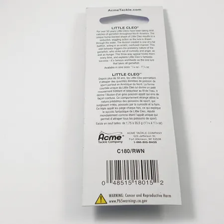 Acme Little Cleo Cucharilla, Rojo / Blanco, 3,5g, perfil giboso, #2218