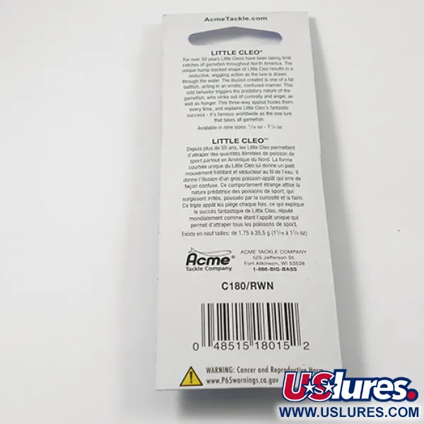 Acme Little Cleo Cucharilla, Rojo / Blanco, 3,5g, perfil giboso, #2218