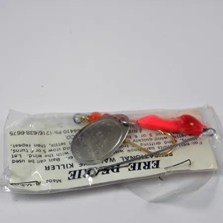 Erie Dearie Walleye Killer Spinner, Níquel / Rojo, 9g, Vintage, #2226