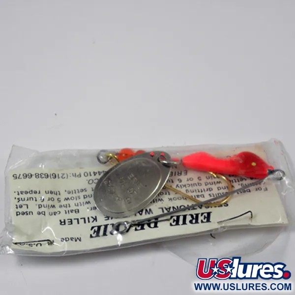 Erie Dearie Walleye Killer Spinner, Níquel / Rojo, 9g, Vintage, #2226