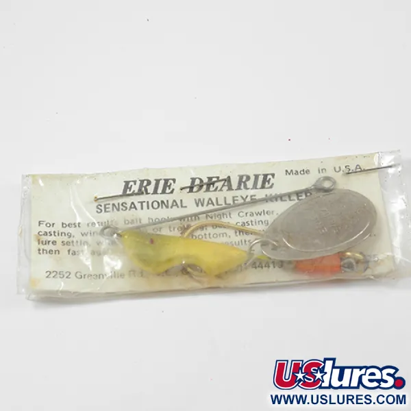 Erie Dearie Walleye Killer Cucharilla, Níquel/Amarillo, 14g, #2228