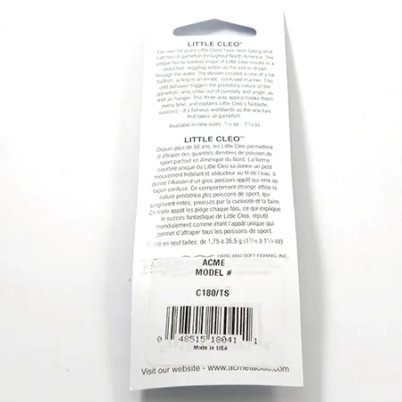 Acme Little Cleo Cucharilla, Amarillo/Naranja/Níquel, 3,5g, #2713