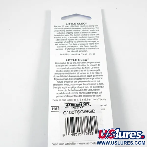 Acme Little Cleo Glow Cucharilla, Níquel/Verde/Glow, 9,5g, UV, #2246