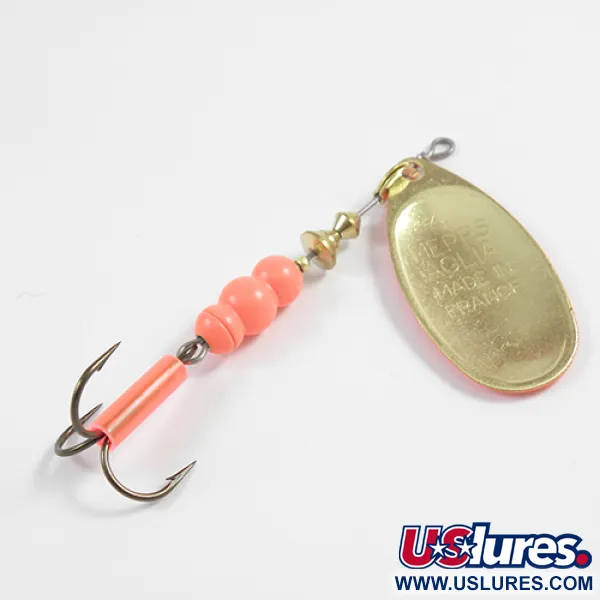 Mepps Aglia Hot 4 Cucharilla, Hot (Naranja Fluo/Latón), 9g, #2350