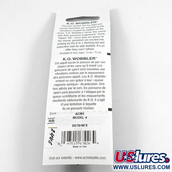 Acme K.O. Wobbler UV Cucharilla, Níquel/UV Orange, 14g, UV-activo, #2446