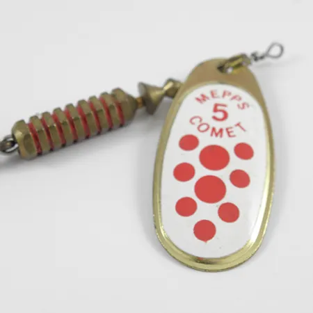 Mepps Comet 5 Dressed Cucharilla, Blanco/Rojo/Latón, 13g, Anzuelo variable #2567