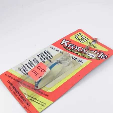 Luhr Jensen Krocodile Die #3 Glow Cucharilla, Blanco/Azul, 14g, #2803