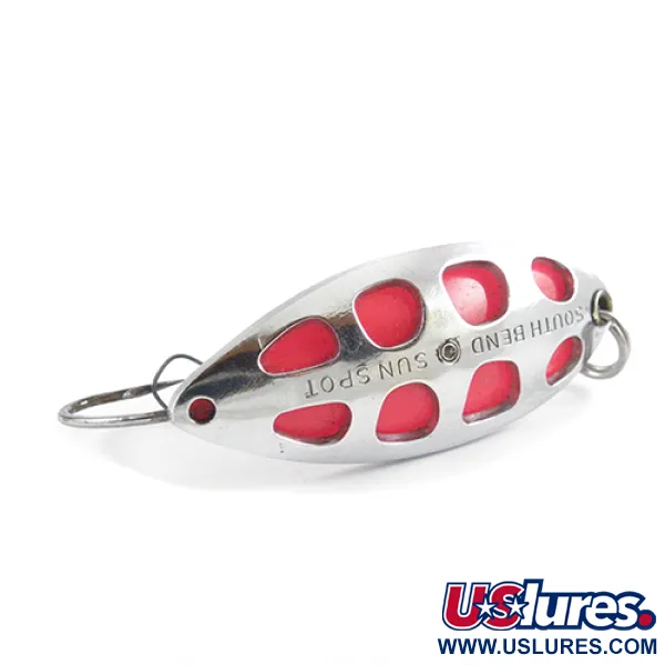 South Bend Sun Spot Cucharilla, Níquel / Rojo, 14g, antialgas, #2807