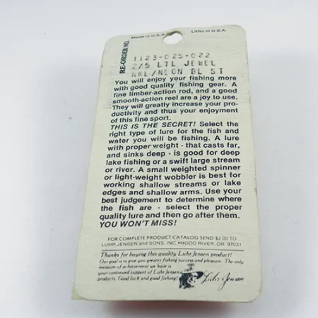 Luhr Jensen Little Jewel Cucharilla, Níquel/Azul, 14g, Vintage, #2883