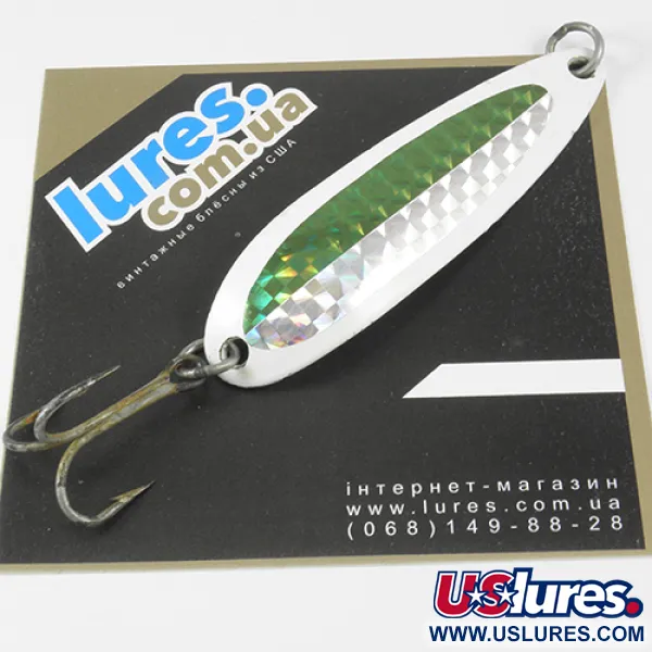 Luhr Jensen Krocodile Die #5 Cucharilla, Blanco/Verde/Amarillo, 23g, #2955