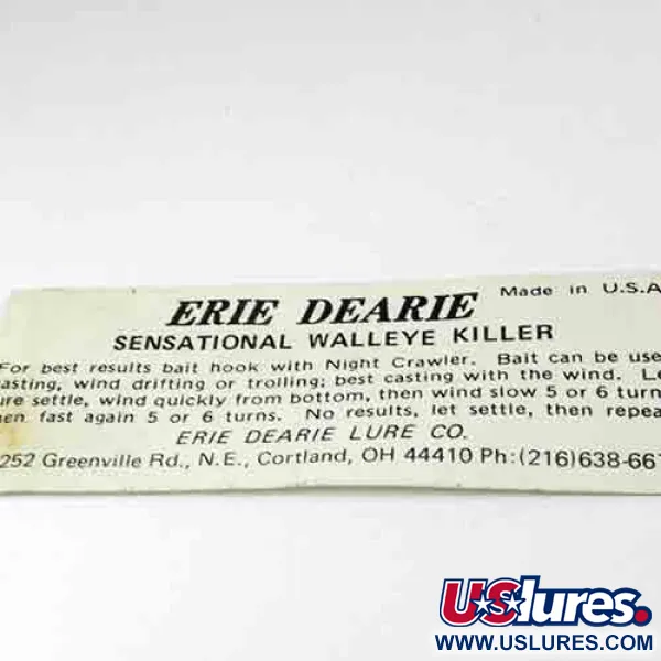 Erie Dearie Walleye Killer Spinner, Níquel / Verde, 9g, USA, #2991