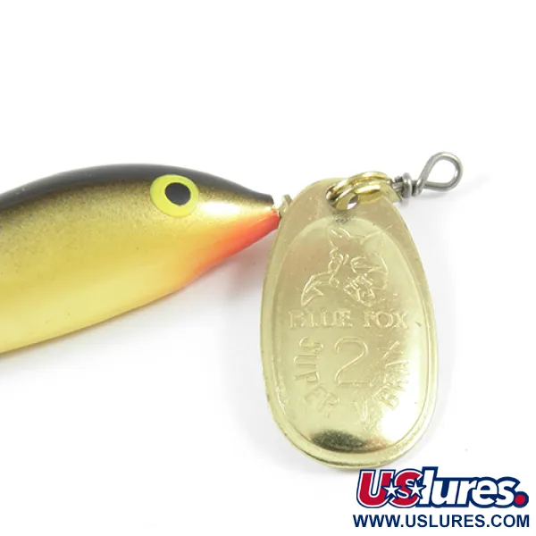 Blue Fox Vibrax Minnow Spin 2 Señuelo, Oro, 7g, Hoja dorada, #3032