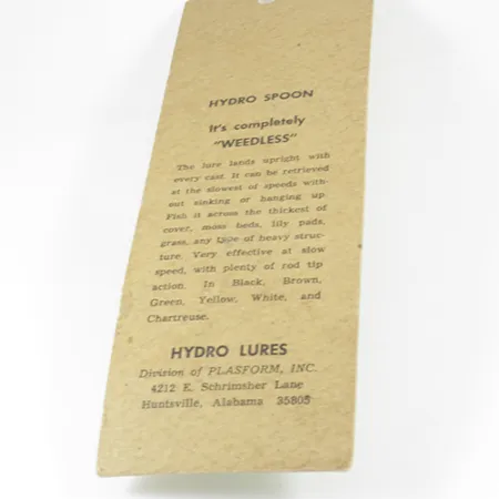 Hydro Lures Weedless Hydro Spoon Cucharilla, Blanco/Verde, 17g, #3074