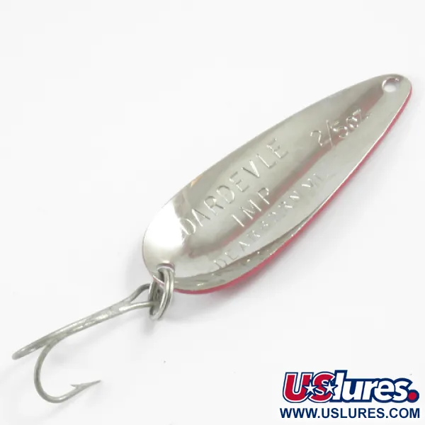 Dardevle Imp Cuchara, Rojo / Blanco / Níquel, 11g, Logo Clásico, #3107