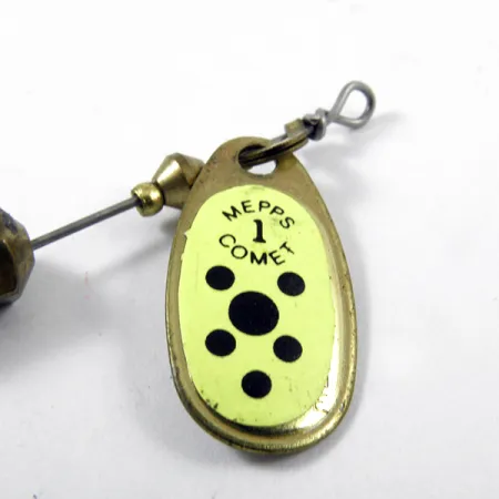 Mepps Comet 1 Cucharilla, Latón / Amarillo, 3,5g, Trailer de vinilo, #3169