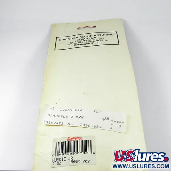 Cucharilla Dardevle Huskie Junior, Negro/Blanco/Níquel, 58g, #3537