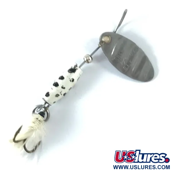 Spinner Glen Evans Shyster, Blanco puntos negros, 4g, plumas, #3661