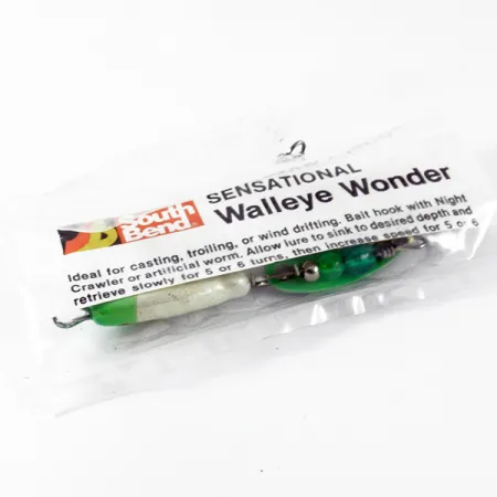 South Bend Walleye Wonder 3 Spinner, Verde-Blanco, 17g, Anzuelo oro, #3697