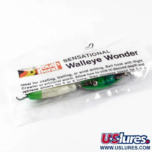 South Bend Walleye Wonder 3 Spinner, Verde-Blanco, 17g, Anzuelo oro, #3697