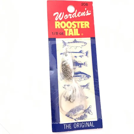 Worden’s Original Rooster Tail Cucharilla, Plata, 3.54g, Pluma, #3929