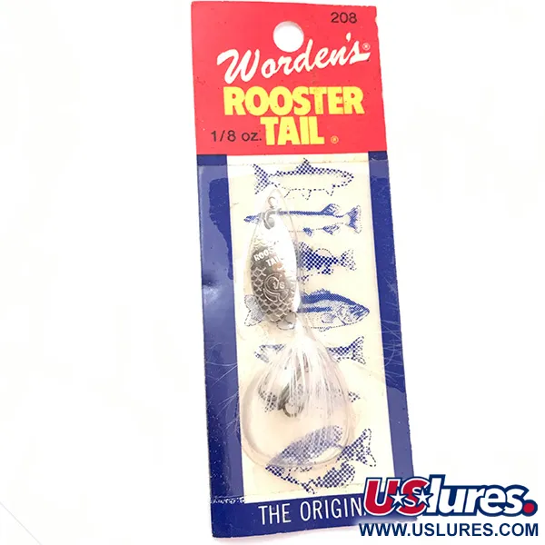 Worden’s Original Rooster Tail Cucharilla, Plata, 3.54g, Pluma, #3929
