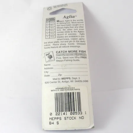 Mepps Aglia 4 Cucharilla, Plata, 9.4g, Tubo Rojo, #3942