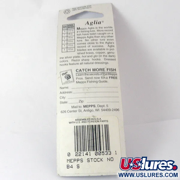 Mepps Aglia 4 Cucharilla, Plata, 9.4g, Tubo Rojo, #3942