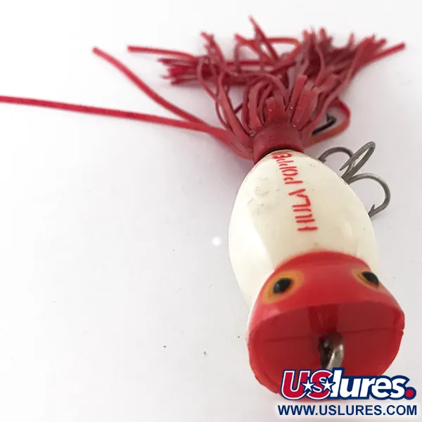 Fred Arbogast Hula Popper Señuelo Superficie, Rojo/Blanco, 8g, Skirt, #4166