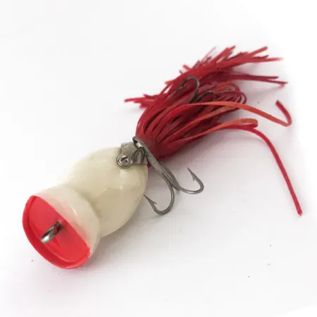 Fred Arbogast Hula Popper Señuelo Superficie, Rojo/Blanco, 8g, Skirt, #4166