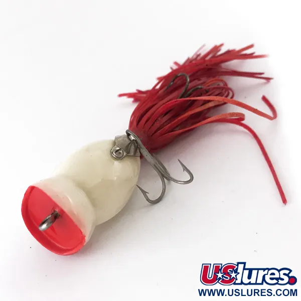 Fred Arbogast Hula Popper Señuelo Superficie, Rojo/Blanco, 8g, Skirt, #4166