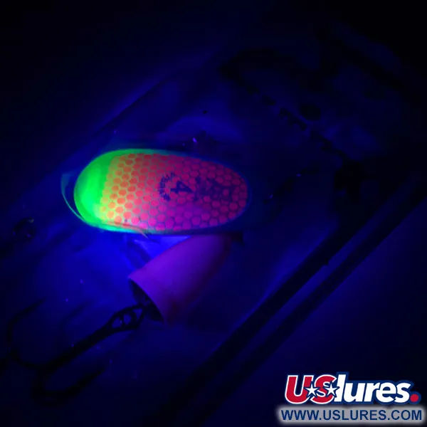 Blue Fox Super Vibrax 4 UV Cucharilla, Fluorescente, 10g, Brillo UV, #4324