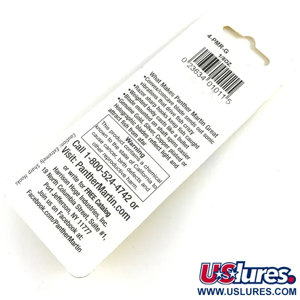 Panther Martin 4 Cucharilla, Oro, 4g, vibraciones sónicas, #4-PMR-G