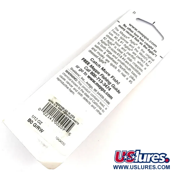 Mepps Aglia 0 Cucharilla, Rojo/Blanco, 2.5g, Hoja Listada, #4364