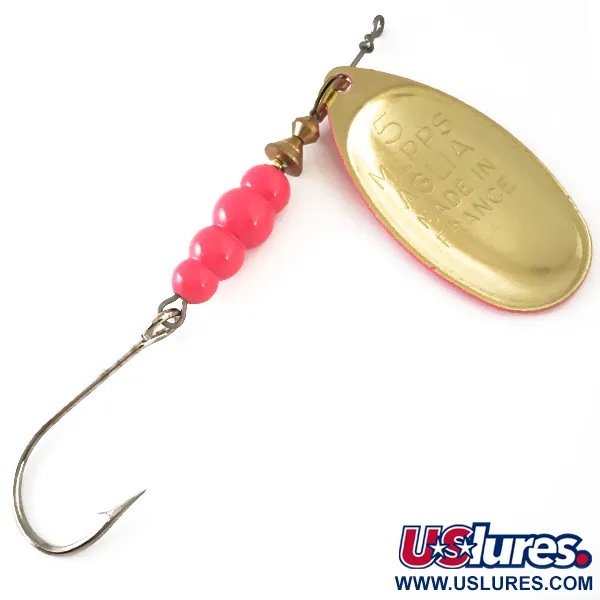 Mepps Aglia 5 Hot Pink UV Cucharilla, Rosa/Latón, 14g, UV, #4752