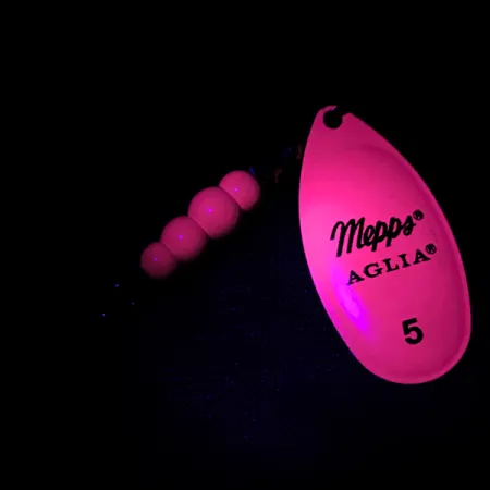 Mepps Aglia 5 Hot Pink UV Cucharilla, Rosa/Latón, 14g, UV, #4752