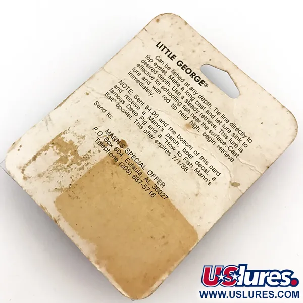 Mann's Bait Little George Tail Spinner, Blanco/Níquel, 17g, Vintage, #5116