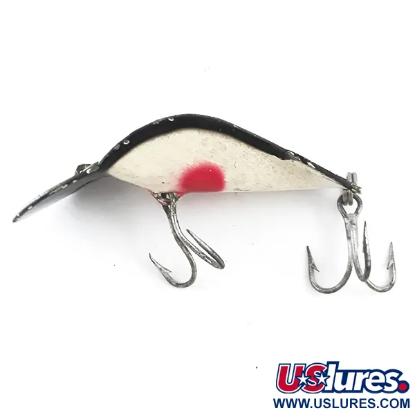 Buck Perry Spoonplug Cucharilla, Negro/Blanco/Rojo, 7g, Vintage, #5298
