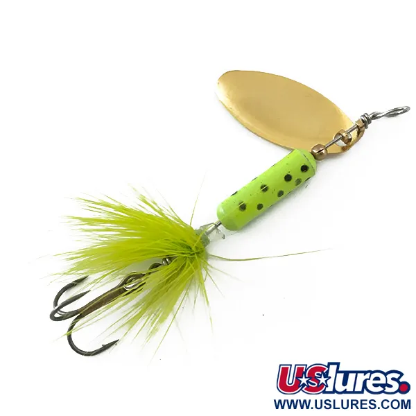 Cucharilla Silverlake, Oro / Verde Fluorescente, 3,7g, Triple Pluma, #5557