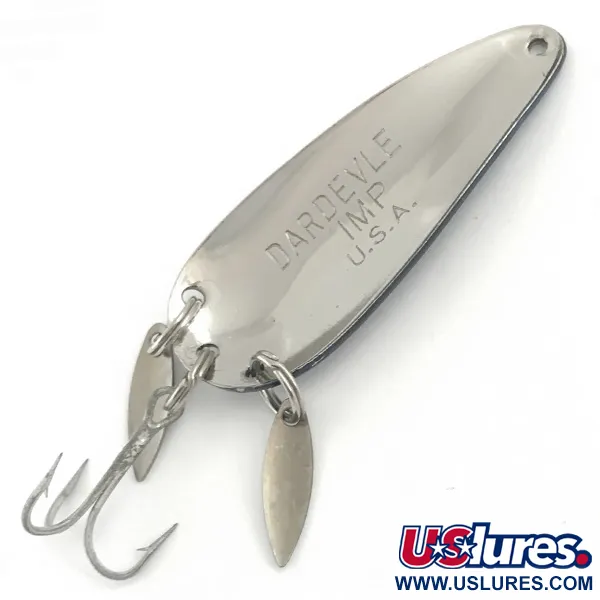 Dardevle Imp Klicker Cucharilla, Níquel / Azul, 11 g, Hojas, #5711