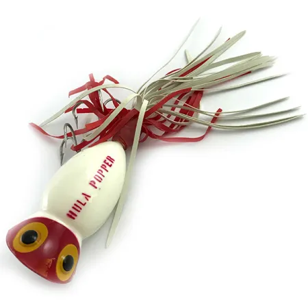 Fred Arbogast Hula Popper Señuelo Superficie, Rojo / Blanco, 14g, #5859